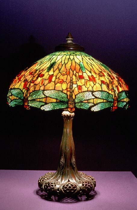 Stained Glass Lamps Hanging Head Dragonfly Lamp C 1900 1910 Leaded Glass Cabochon