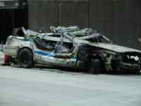 Crushed police car