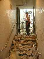 Subway stairs with debris